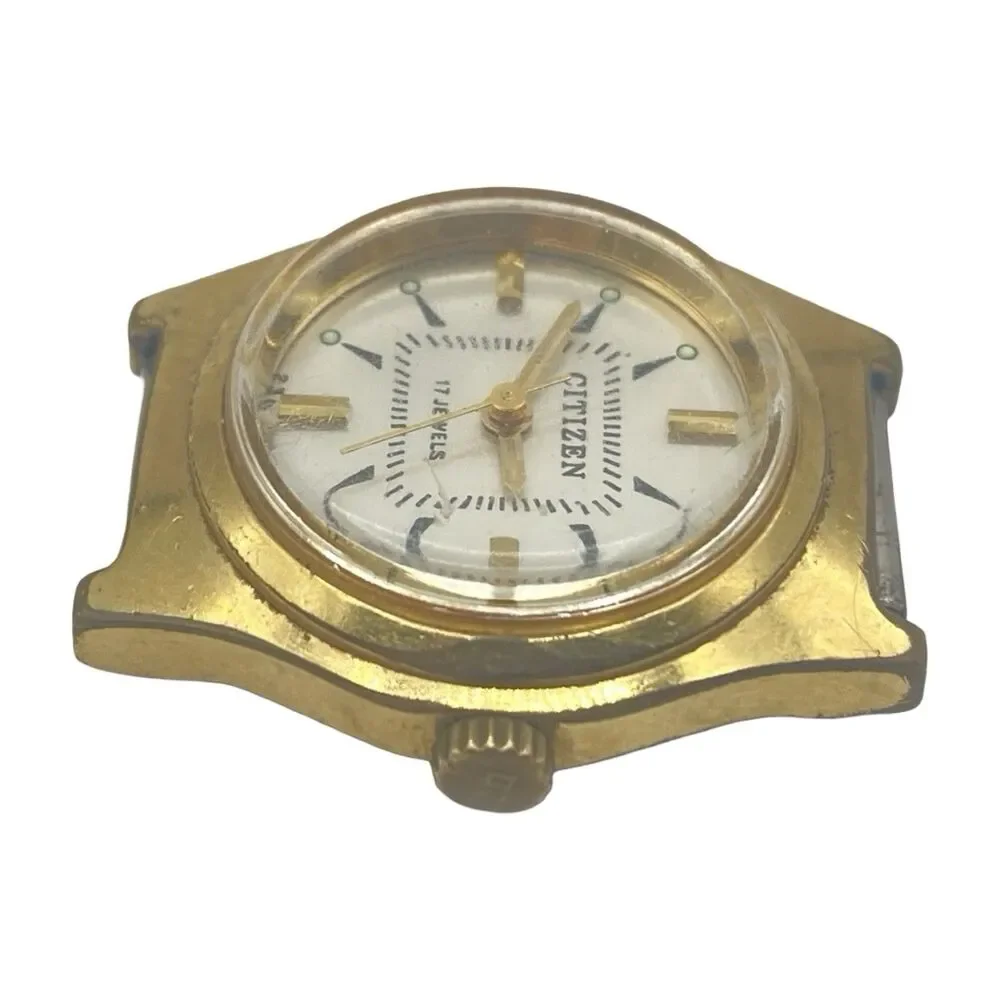 Women's Vintage Citizen Watch White Dial Gold Tone Manual Wind Runs 17J C-23A-CX